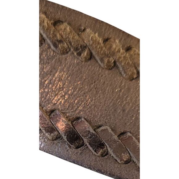 Nine West Leather Whipstitch Belt L Brown Distressed Copper Western Boho Artisan